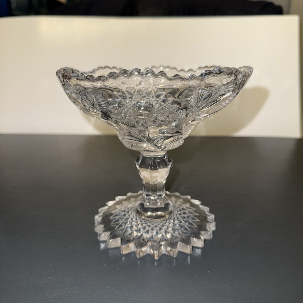 Vintage Millersburg Hobstar‎ & Feather Stemmed Compote